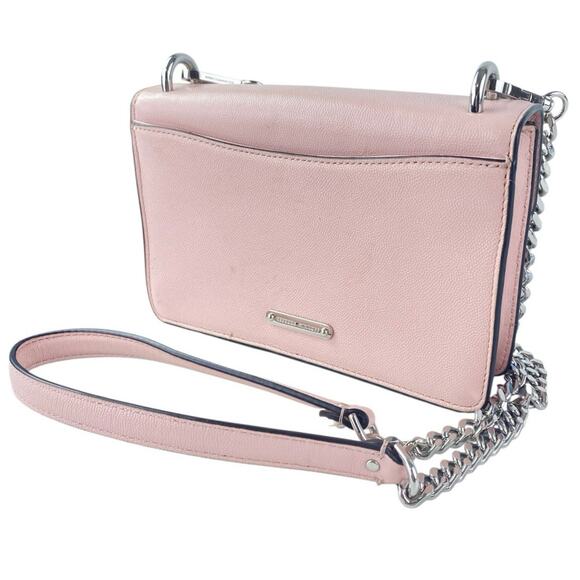 Rebecca Minkoff Jean Pink Silver Leather Chain Strap Ring Crossbody Bag Handbag - Picture 2 of 5